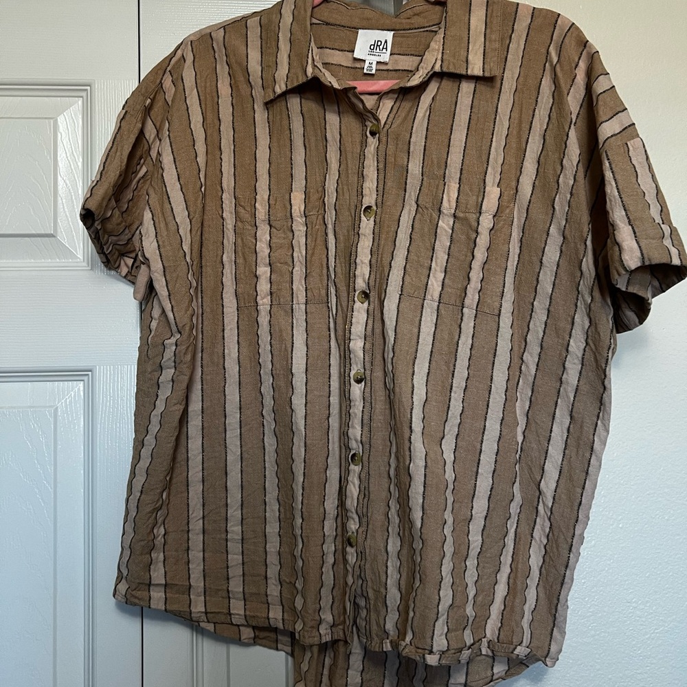 Ya Los Angeles Women’s Tan and Brown Striped Shirt